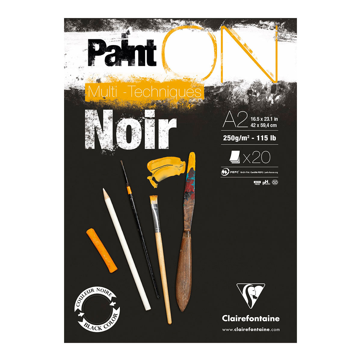 Clairefontaine Paint-ON Multi-Techniques Black Pad A2 250g 20 sheets - image 1