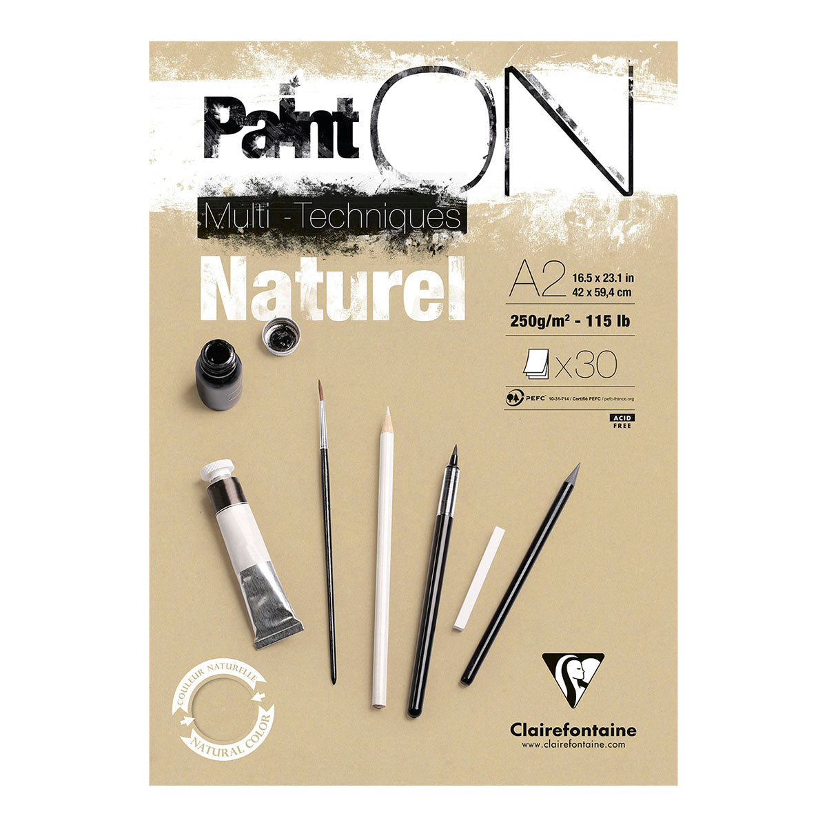 Clairefontaine Paint-ON Multi-Techniques Naturel Pad A2 250g 30 sheets - image 1