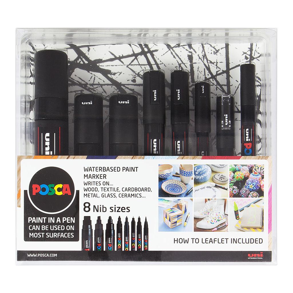 Uni Posca Markers Mixed, 8 set Black - image 1