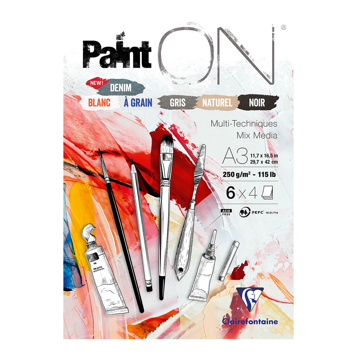 Clairefontaine Paint-ON Multi-Techniques Assorted Pad A3 250g 24 sheets - image 1