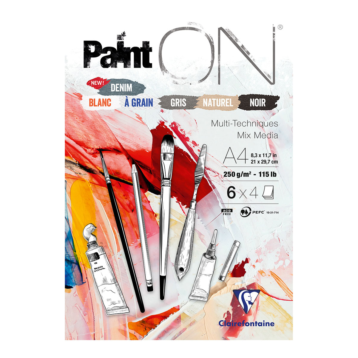Clairefontaine Paint-ON Multi-Techniques Assorted Pad A4 250g 24 sheets - image 1