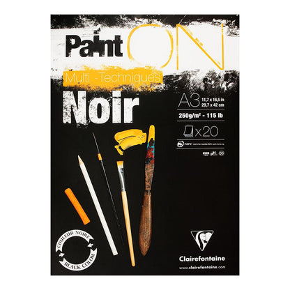 Clairefontaine Paint-ON Multi-Techniques Black Pad A3 250g 20 sheets - image 1