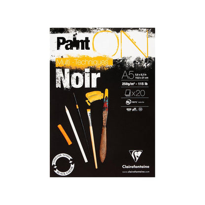 Clairefontaine Paint-ON Multi-Techniques Black Pad A5 250g 20 sheets - image 1