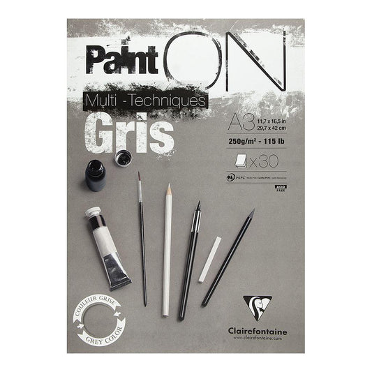 Clairefontaine Paint-ON Multi-Techniques Gris Pad A3 250g 30 sheets - image 1
