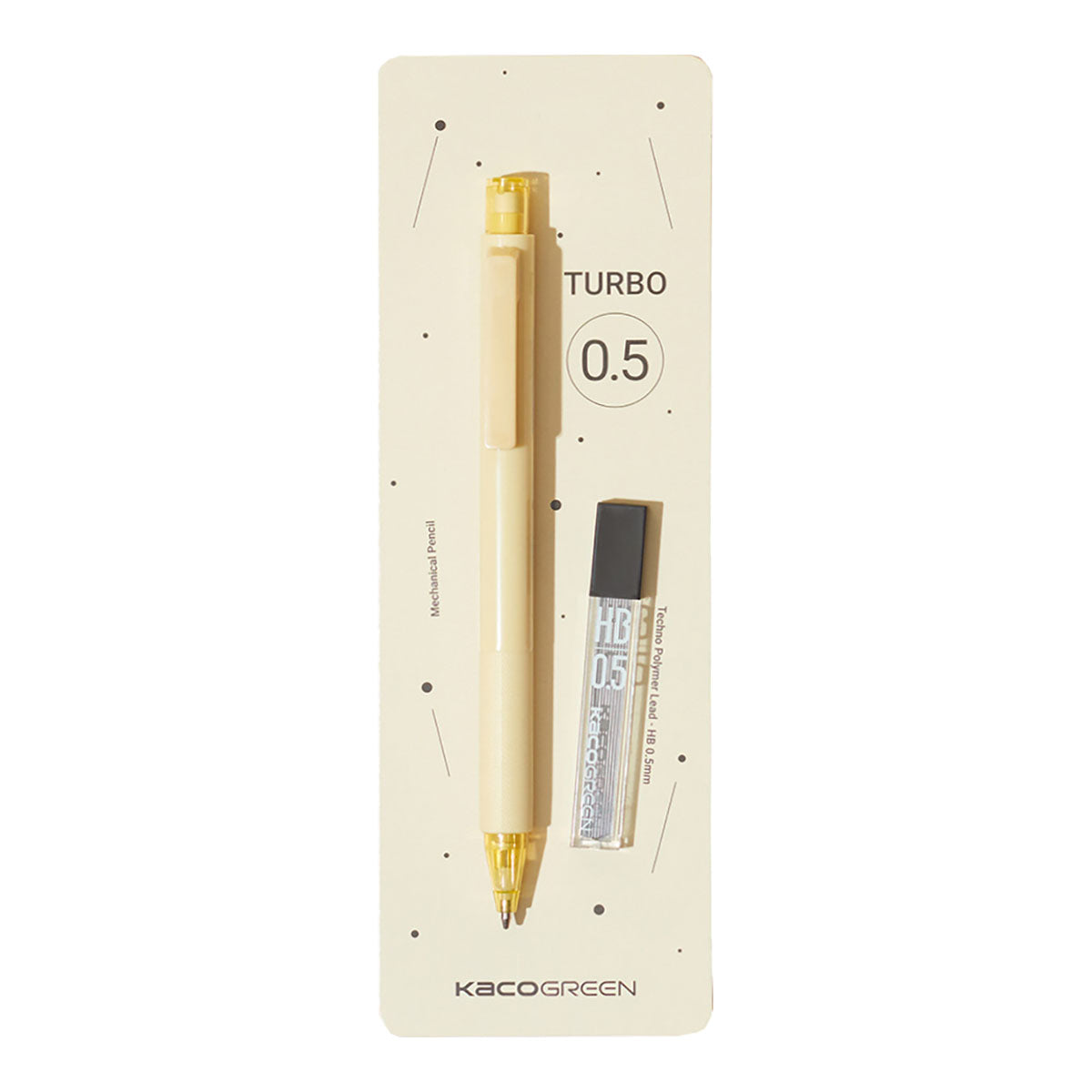 KACO Turbo Mechanical Pencil Yellow 0.5 mm + HB Leads - image 2