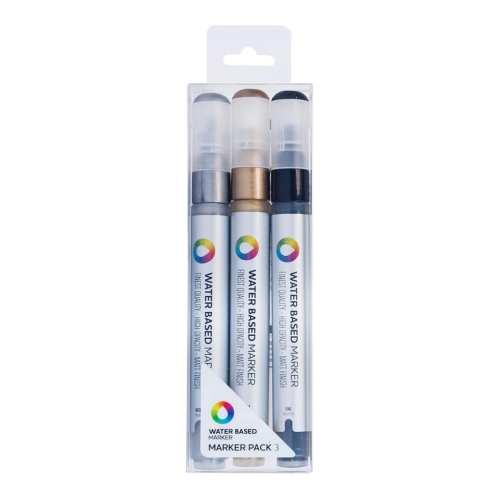 MTN Water Based Markers Fine 3 mm, (SGB) Metallic 3 Set - image 1