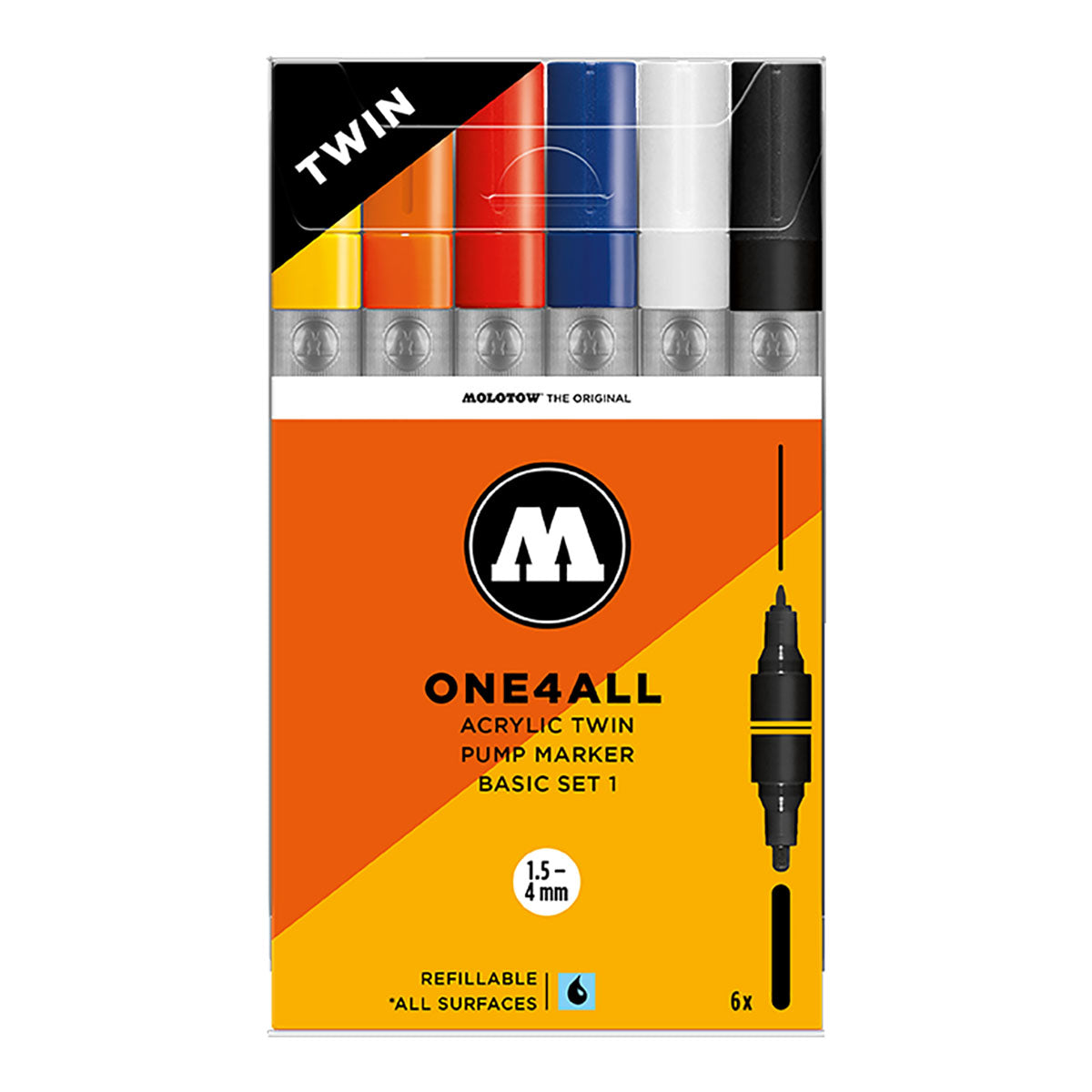 Molotow ONE4ALL Twin Marker 6 set Basic 1 - image 1