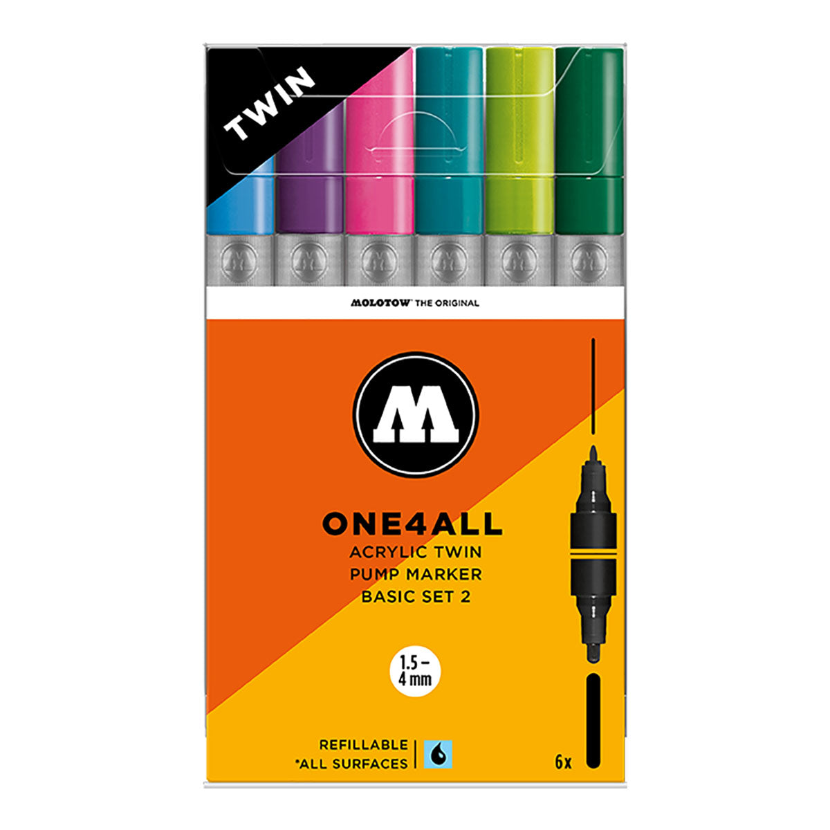 Molotow ONE4ALL Twin Marker 6 set Basic 2 - image 1