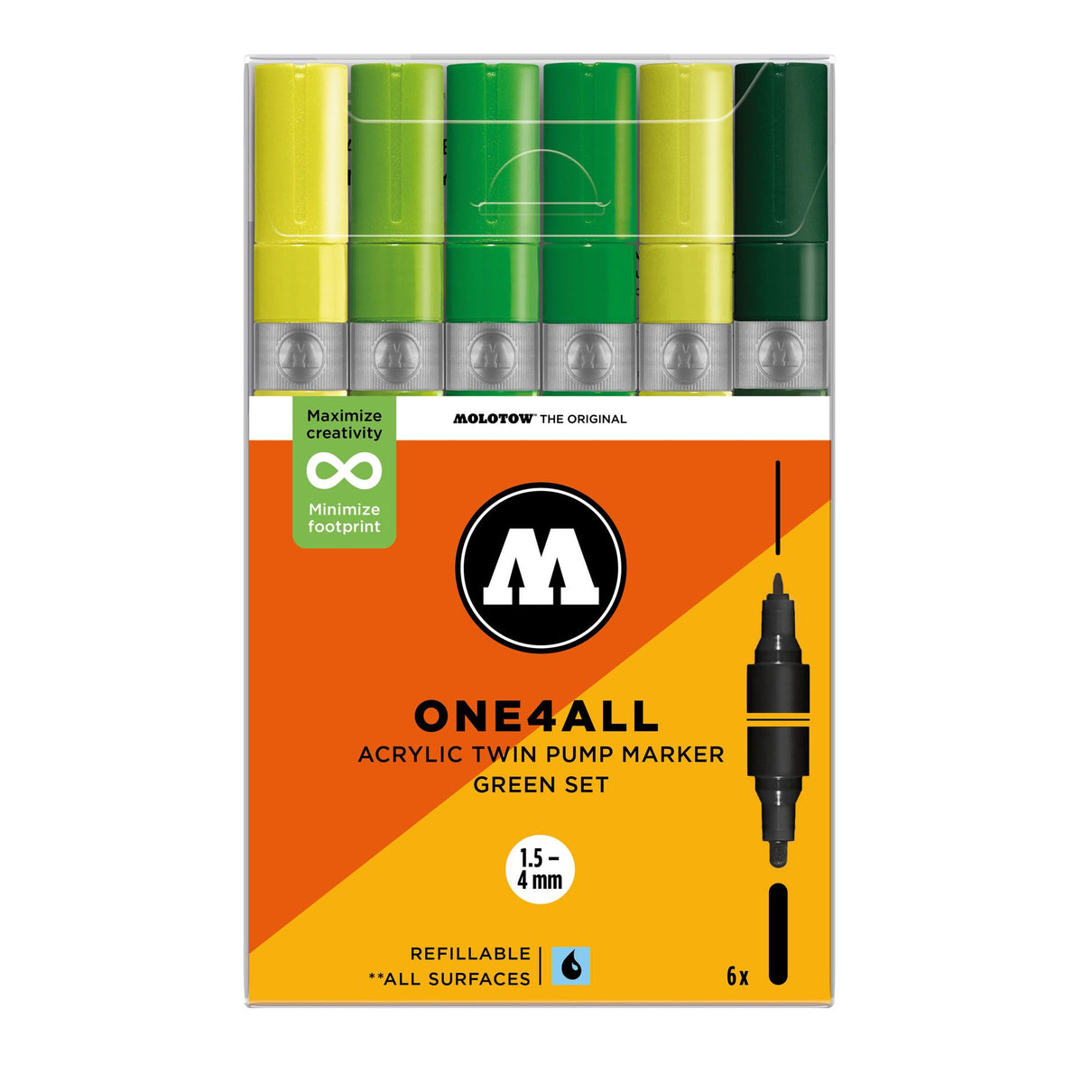 Molotow ONE4ALL Twin Marker 6set Green - image 1