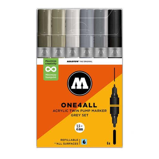 Molotow ONE4ALL Twin Marker 6set Grey - image 1