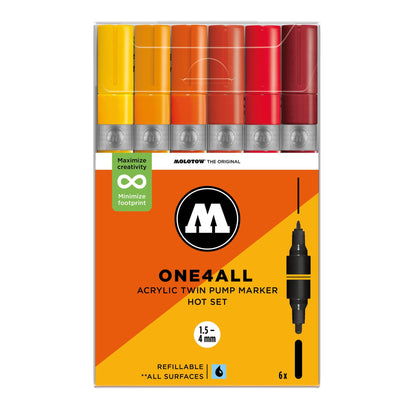 Molotow ONE4ALL Twin Marker 6set Hot - image 1