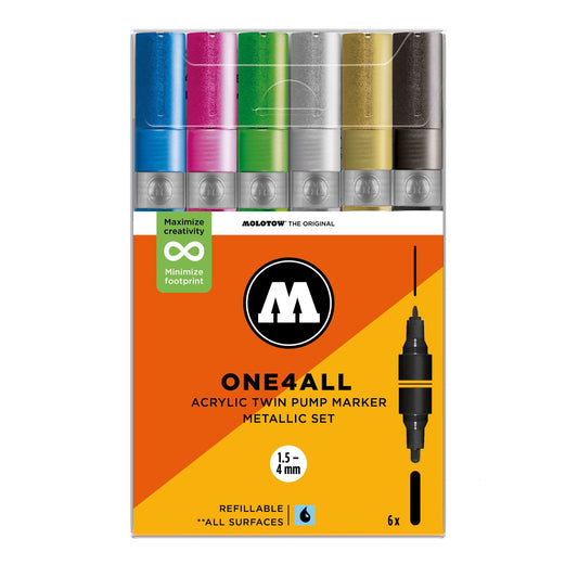 Molotow ONE4ALL Twin Marker 6set  Metallic - image 1
