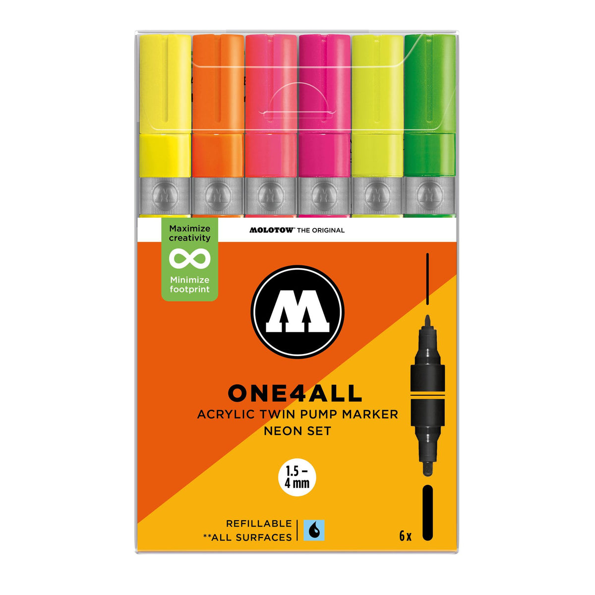 Molotow ONE4ALL Twin Marker 6set Neon - image 1