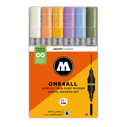 Molotow ONE4ALL Twin Marker 6set Pastel Modern - image 1