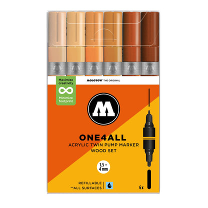 Molotow ONE4ALL Twin Marker 6set Wood - image 1