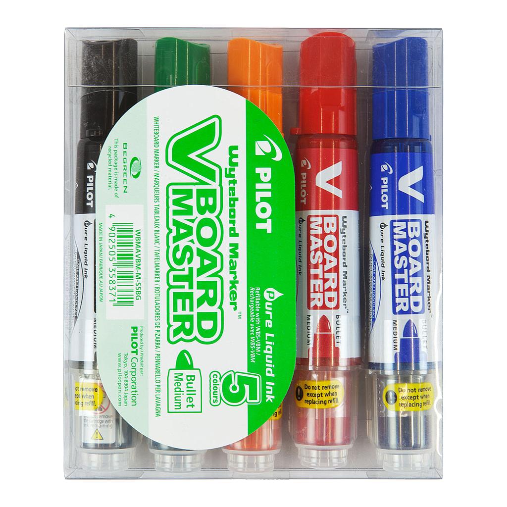 Pilot V Board Master Medium Whiteboard Marker 5set, Bullet Tip - image 1