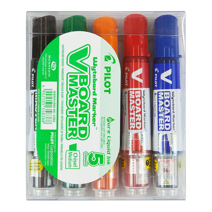 Pilot V Board Master Medium Whiteboard Marker 5set, Chisel Tip - image 1