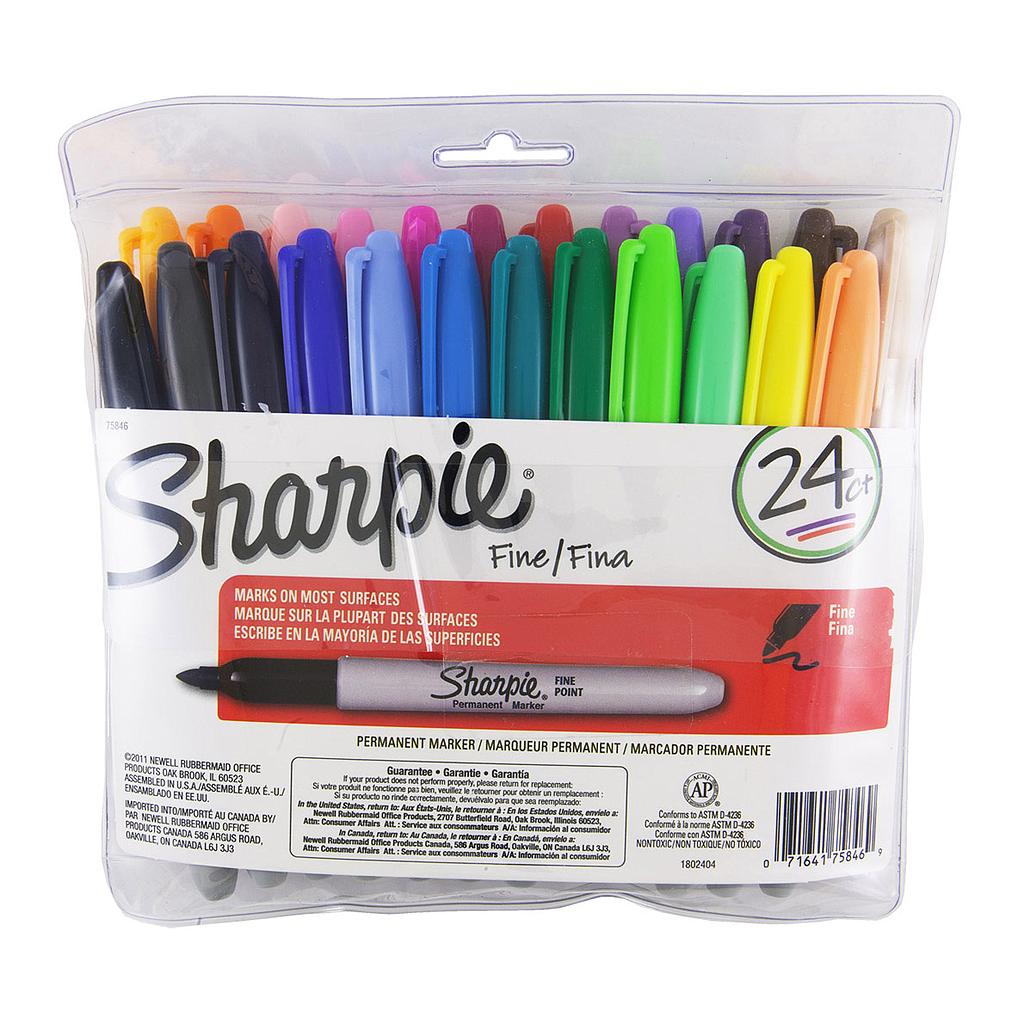 Sharpie Permanent Marker Fine Point, 24 set Main - image 1