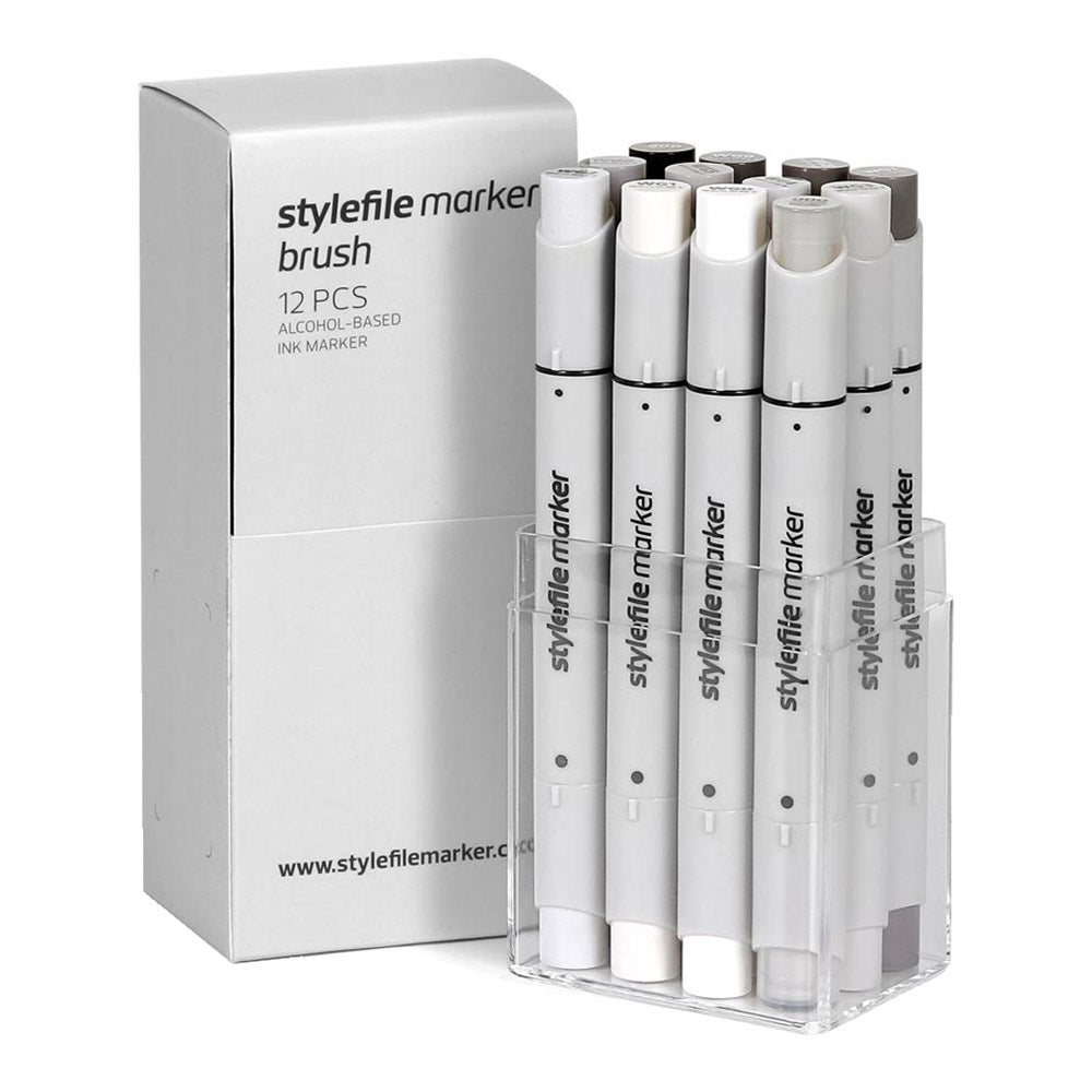 Stylefile Marker Brush 12set Warm Grey - image 1