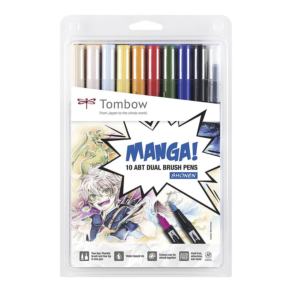 Tombow ABT Dual Brush Pen 10 set, Manga Shonen Colours - image 1
