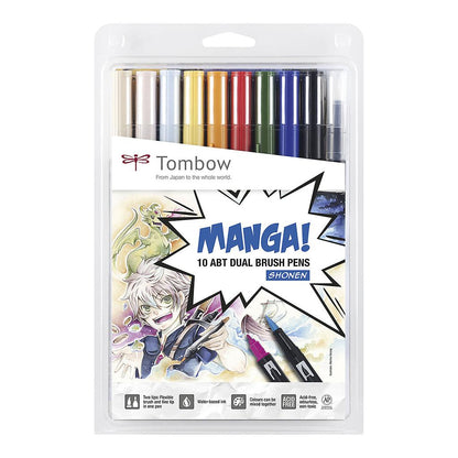 Tombow ABT Dual Brush Pen 10 set, Manga Shonen Colours - image 1