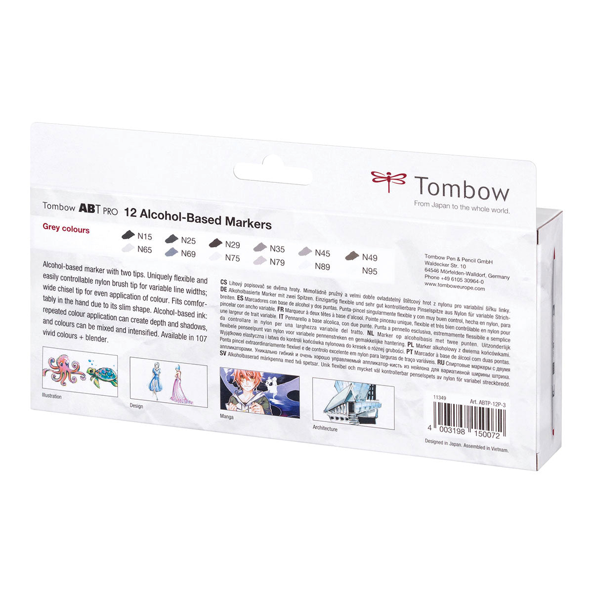 Tombow ABT PRO Dual Brush Pen 12 set, Grey Colours - image 2