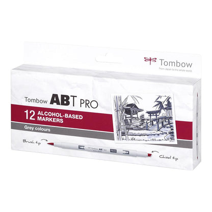 Tombow ABT PRO Dual Brush Pen 12 set, Grey Colours - image 1