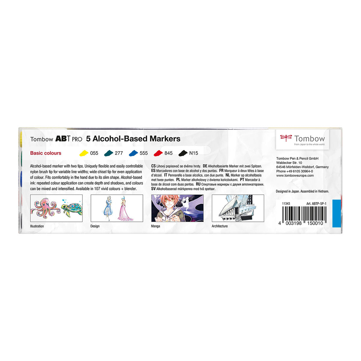 Tombow ABT PRO Dual Brush Pen 5 set, Basic Colours - image 2