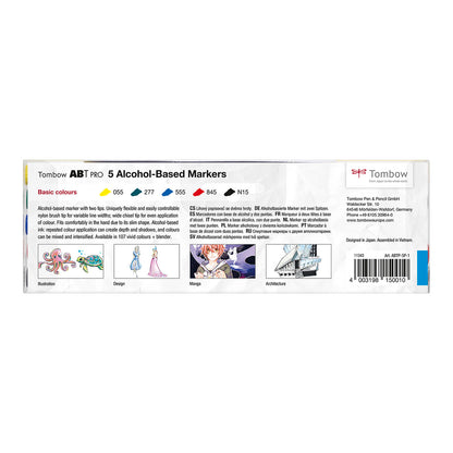 Tombow ABT PRO Dual Brush Pen 5 set, Basic Colours - image 2