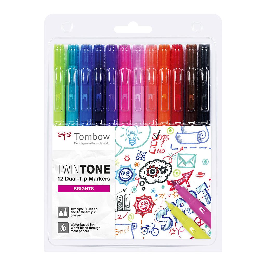 Tombow TwinTone Dual-tip Markers 12set, Brights - image 1