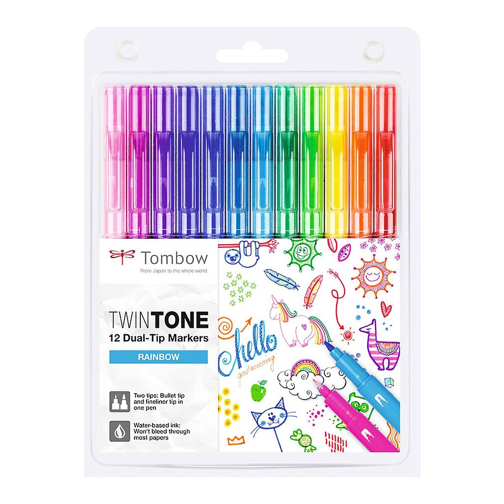 Tombow TwinTone Dual-tip Markers 12set, Rainbow - image 1