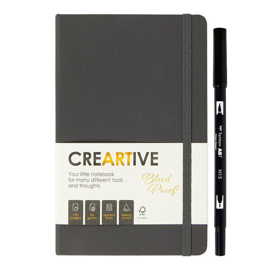 Tombow x Creartive Bleed Proof Bullet Journal 90g, Dotted + Black ABT Dual Brush Pen - image 1
