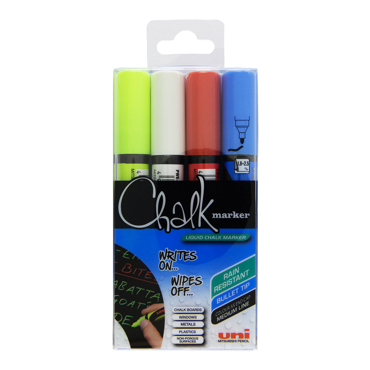 Uni Chalk Marker PWE-5M Medium, 2.5 mm 4 Set - image 1