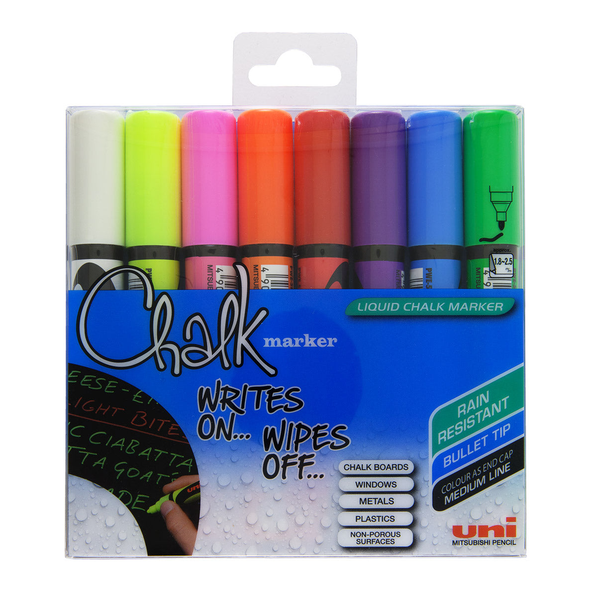 Uni Chalk Marker PWE-5M Medium, 2.5 mm 8 Set - image 1