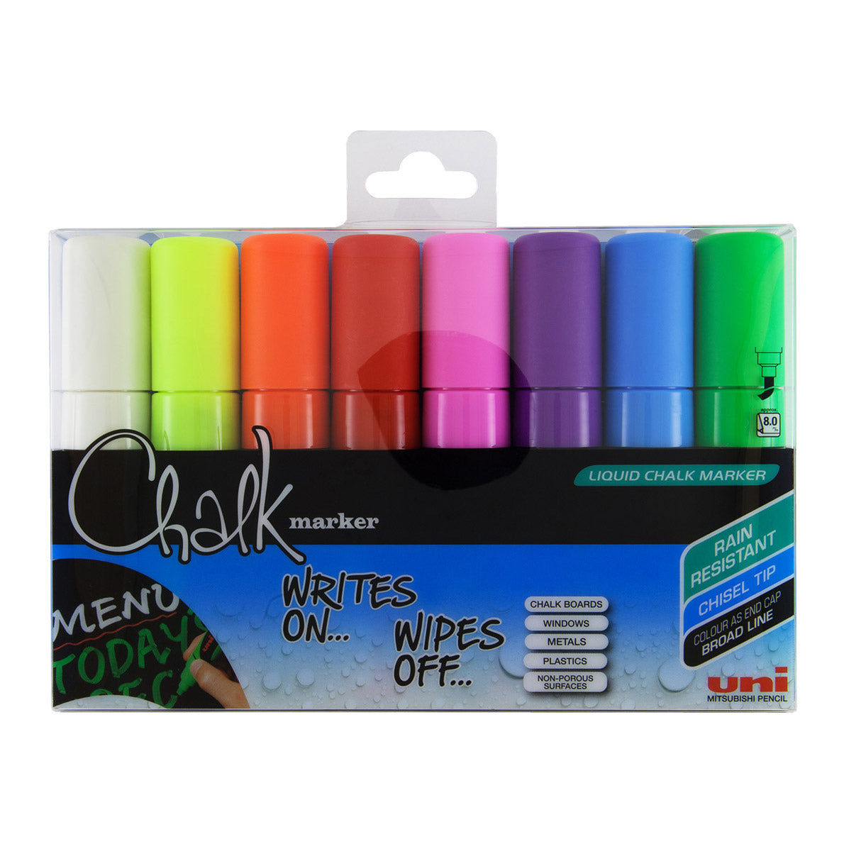 Uni Chalk Marker PWE-8K Broad, 8 mm 8 Set - image 1