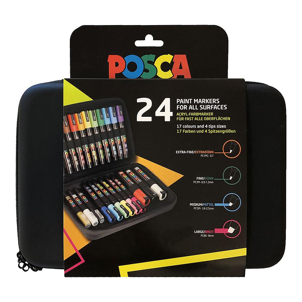 Uni Posca Markers Mixed 24 Set Suitcase - image 1