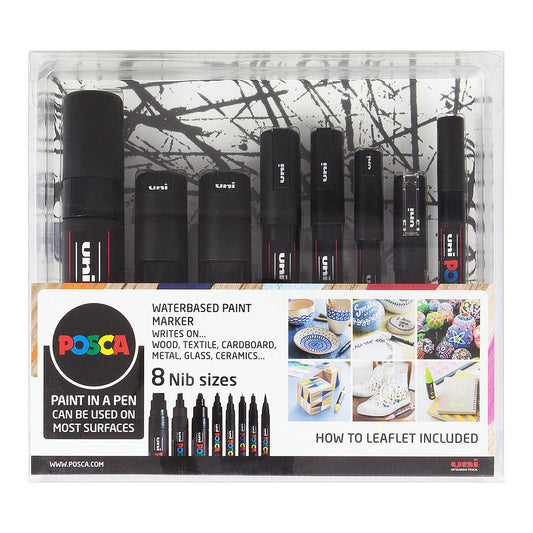Uni Posca Markers Mixed, 8 set Black - image 1