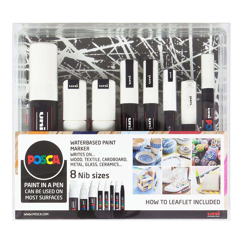 Uni Posca Markers Mixed, 8 set White - image 1