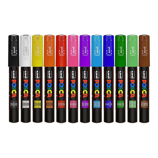 Uni Posca Markers PC-1M, 12 set Standard Colours - image 1