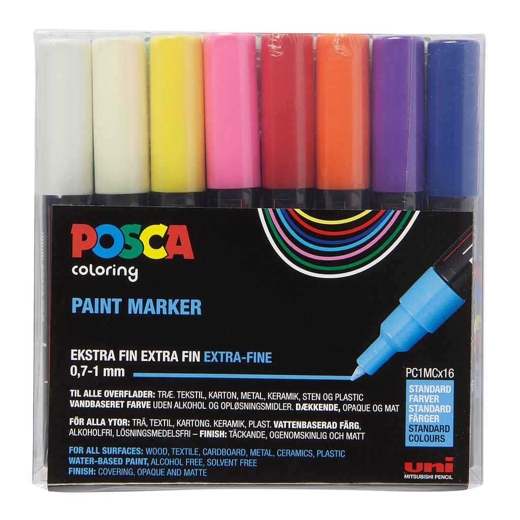 Uni Posca Markers PC-1M, 16set Standard Colours - image 1