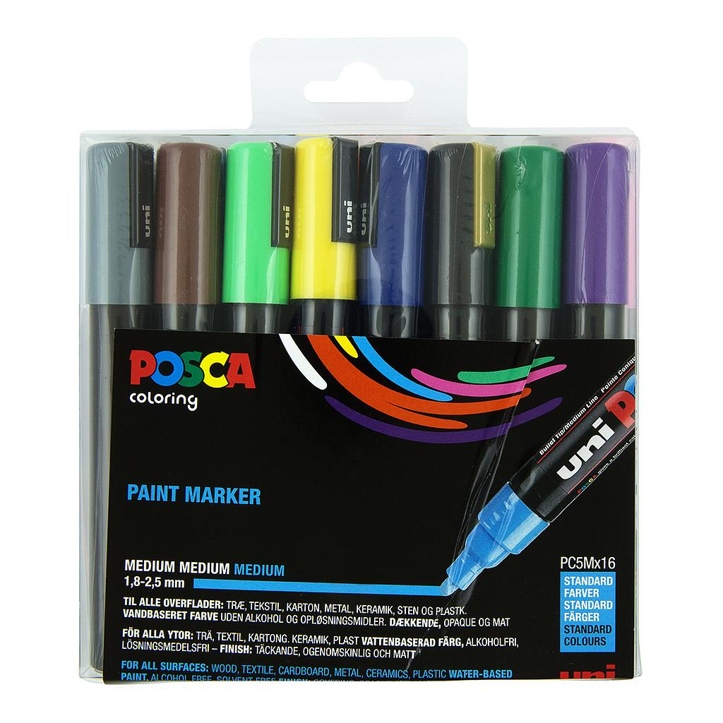 Uni Posca Markers PC-5M, 16set Standard Colours - image 1