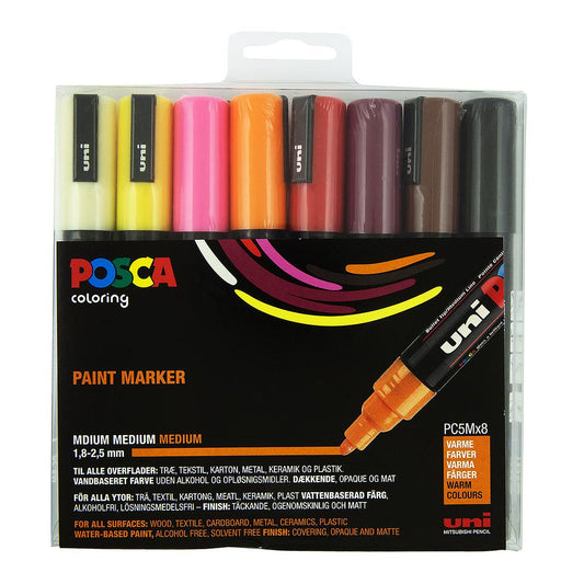 Uni Posca Markers PC-5M, 8set Warm Colours - image 1