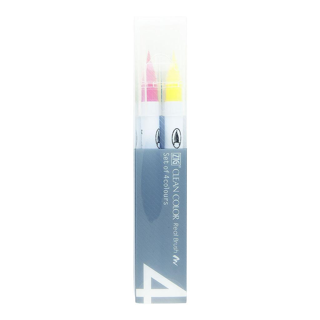 ZIG Kuretake Clean Color Real Brush Pen 4 Set, Pop Colours - image 1