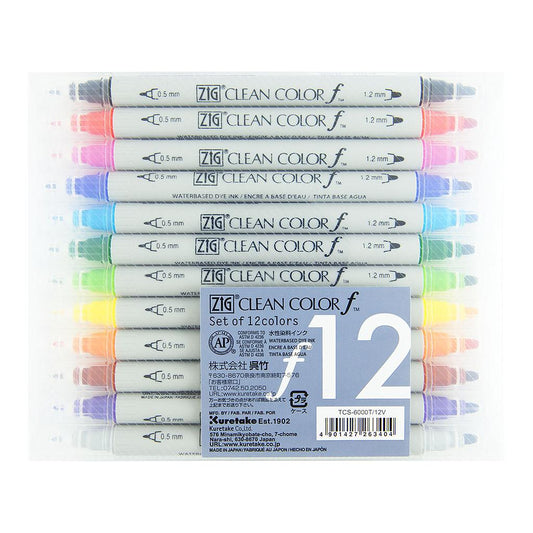 Zig Kuretake Clean Color F Dual Tip Pens 12 set - image 1
