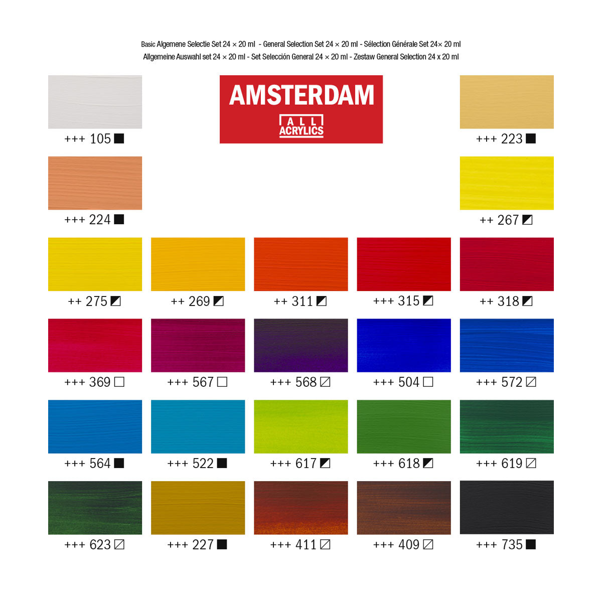 Amsterdam Standard Acrylic Paint 20 ml 24 Set General Selection - image 3