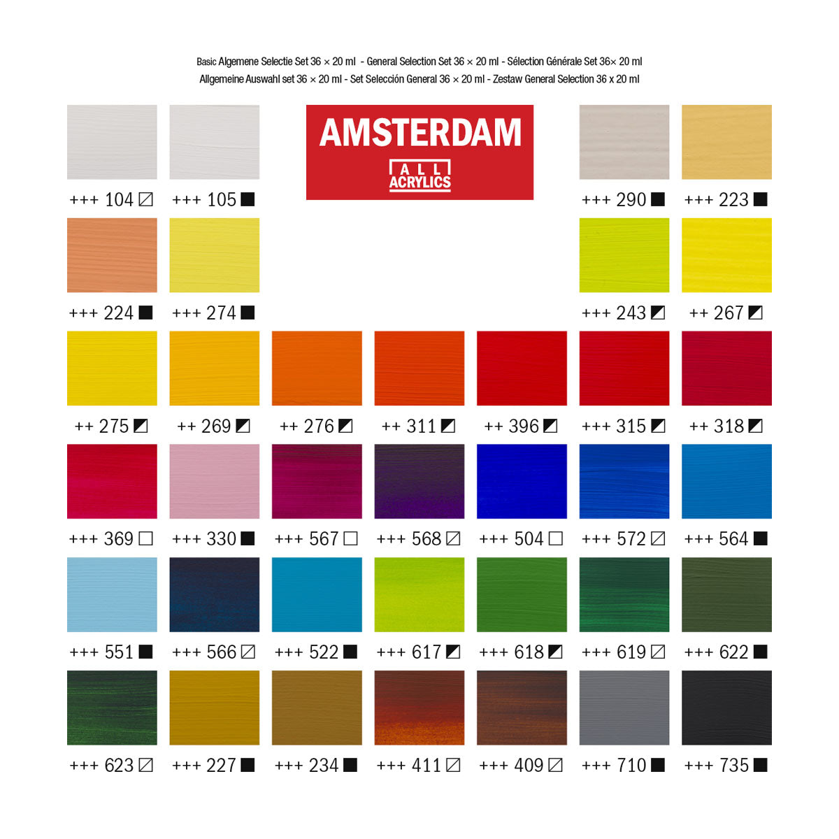 Amsterdam Standard Acrylic Paint 20 ml 36 Set General Selection - image 3