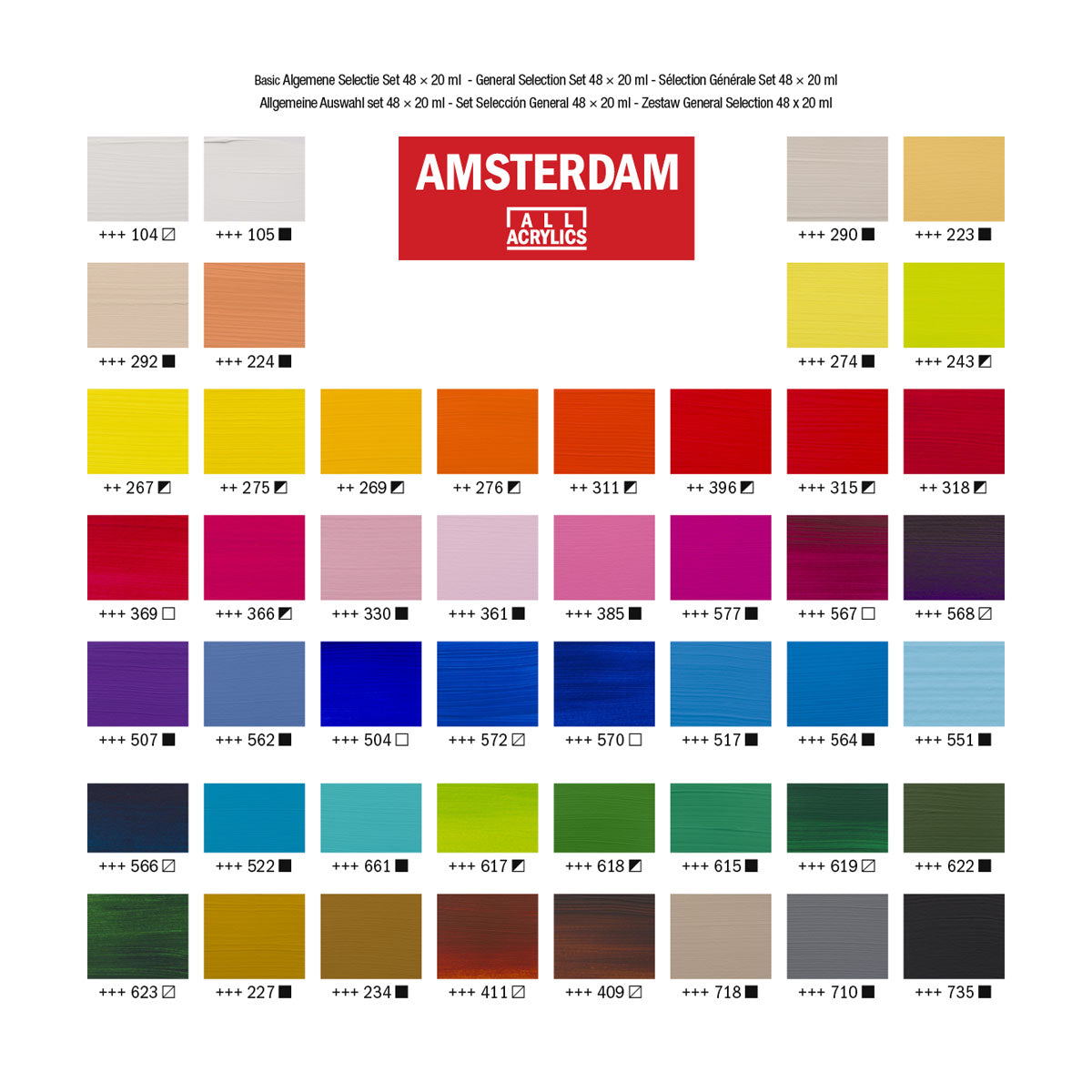 Amsterdam Standard Acrylic Paint 20 ml 48 Set General Selection - image 3