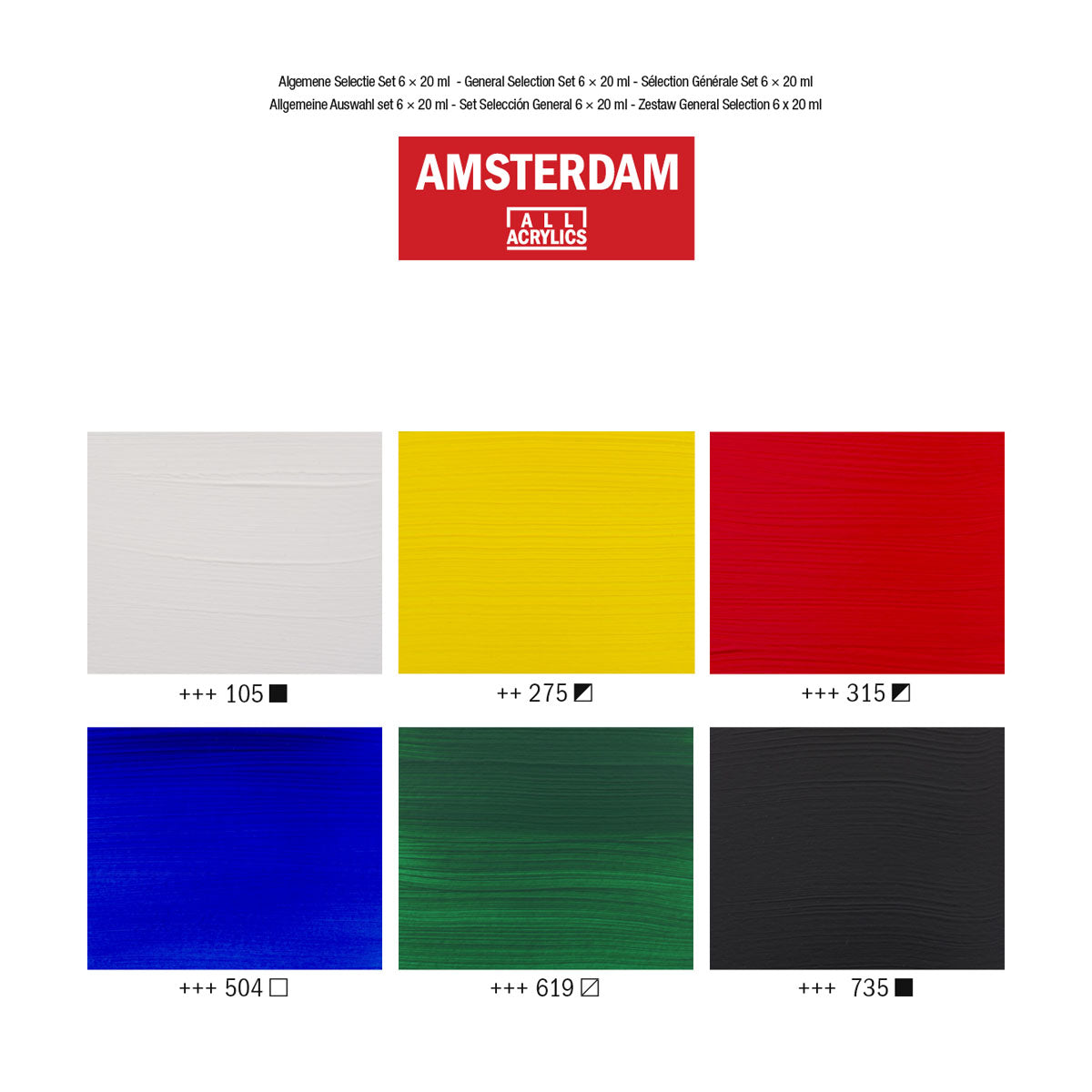 Amsterdam Standard Acrylic Paint 20 ml 6 Set General Selection - image 3