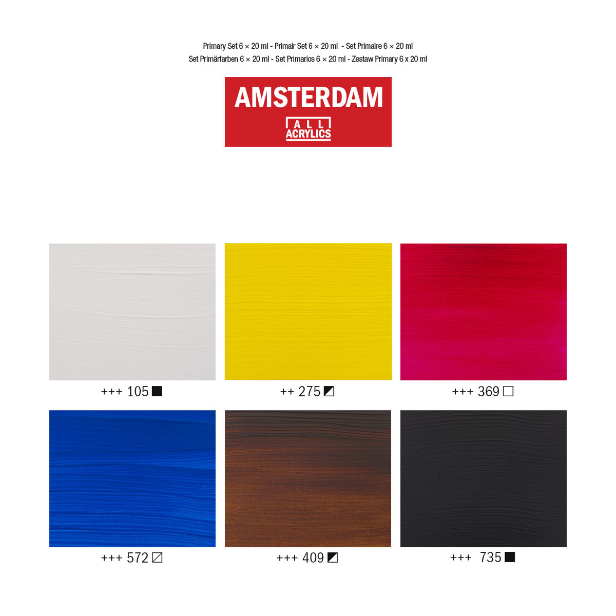 Amsterdam Standard Acrylic Paint 20 ml 6 Set Primary - image 3