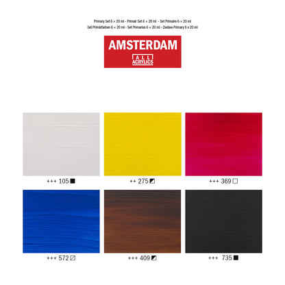 Amsterdam Standard Acrylic Paint 20 ml 6 Set Primary - image 3